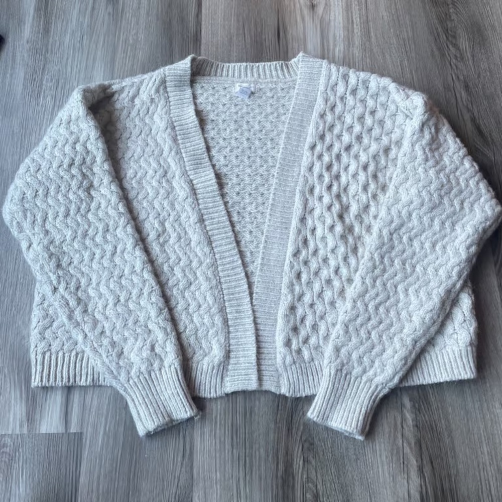 Cost Plus World Market Cream Cable Knit Cardigan